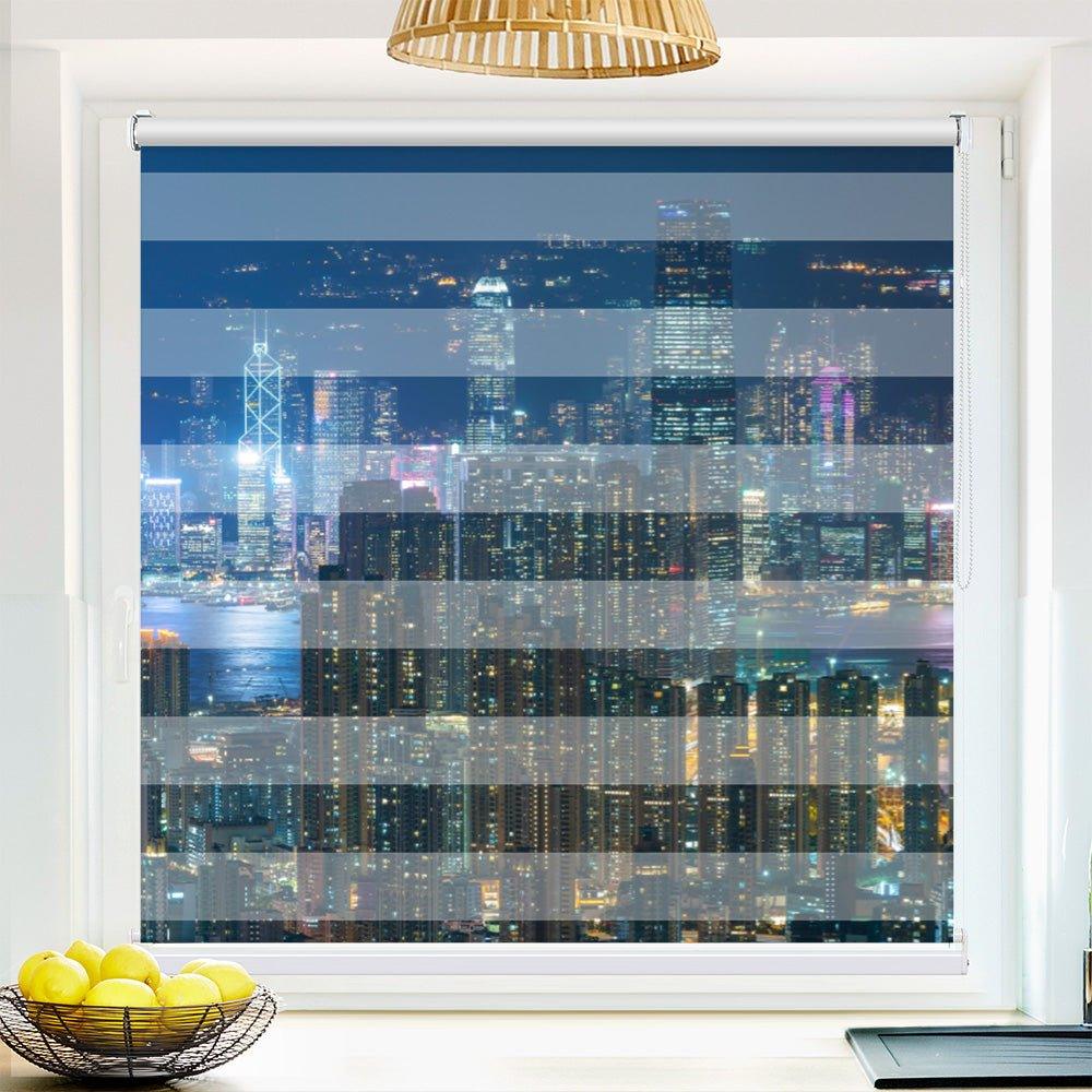 Klemm Doppelrollo "Hong Nacht" - ohne Bohren - Klemmfix - bis 150 cm Breite - Duo Rollo Fotodruck - La-Melle