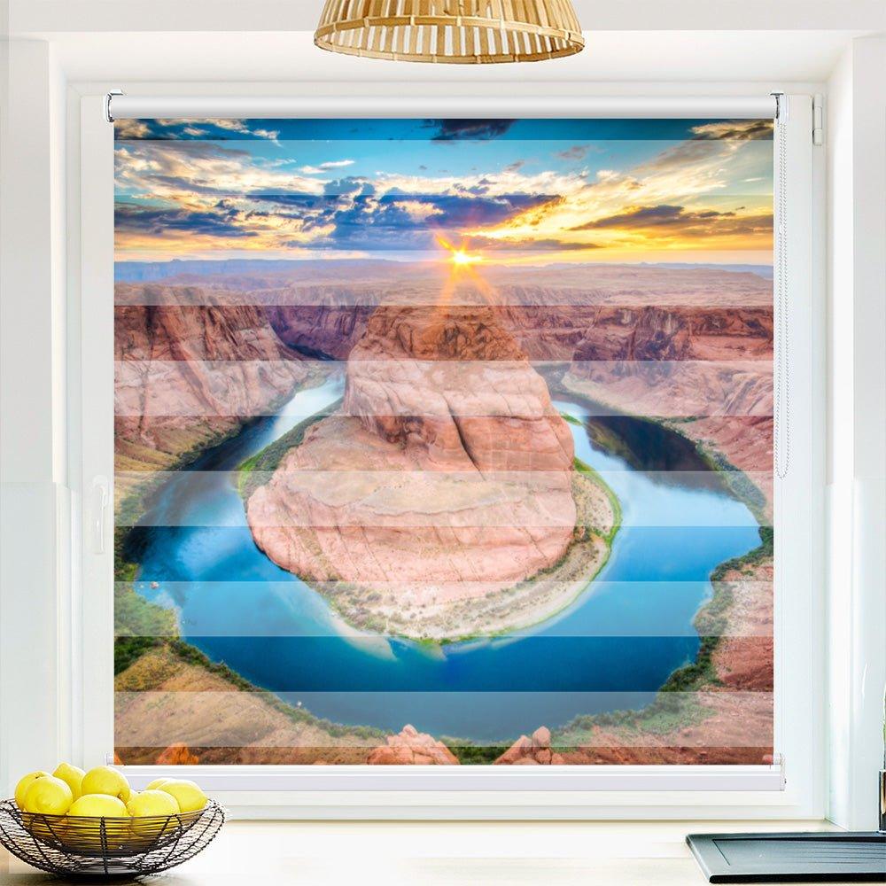 Klemm Doppelrollo "Horseshoe Arizona" - ohne Bohren - Klemmfix - bis 150 cm Breite - Duo Rollo Fotodruck - La-Melle