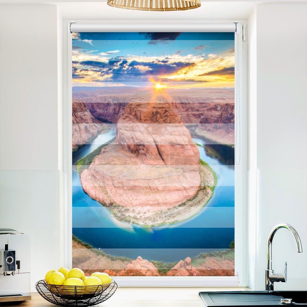 Klemm Doppelrollo "Horseshoe Arizona" - ohne Bohren - Klemmfix - bis 150 cm Breite - Duo Rollo Fotodruck - La-Melle