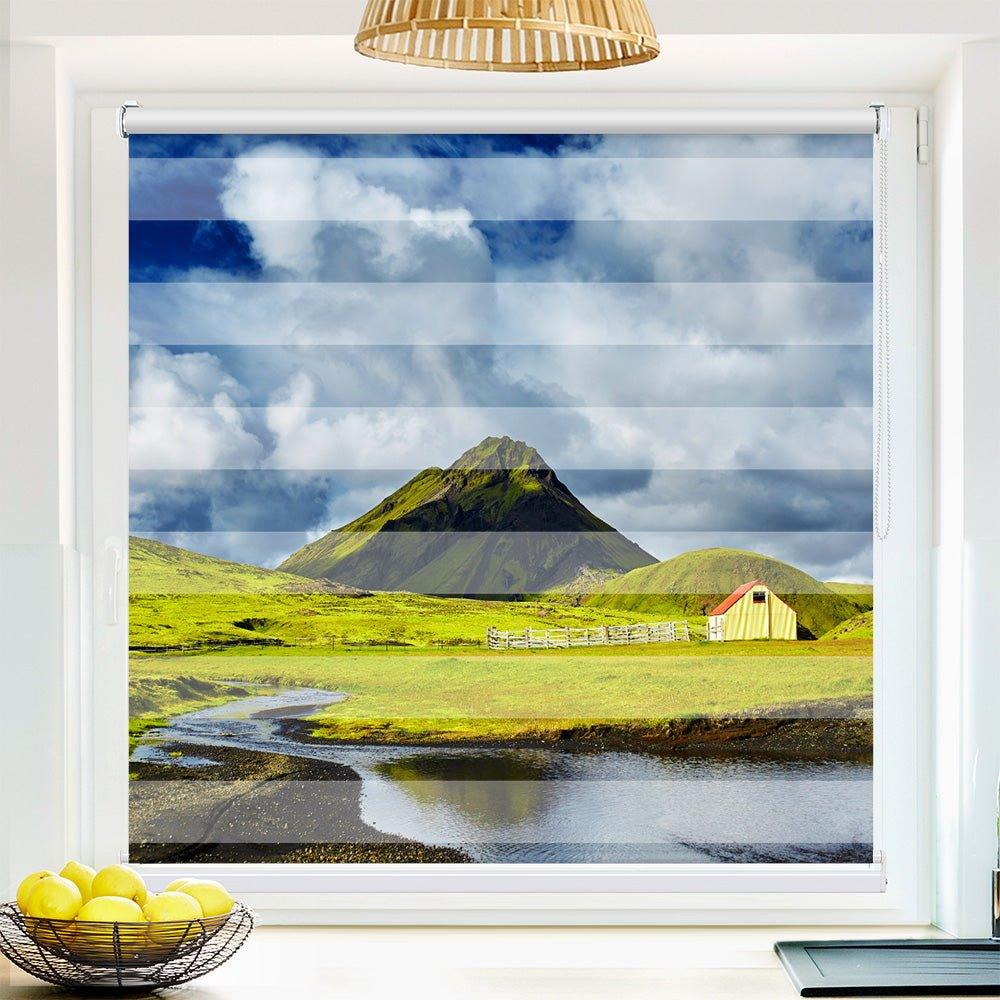 Klemm Doppelrollo "Island Landschaft" - ohne Bohren - Klemmfix - bis 150 cm Breite - Duo Rollo Fotodruck - La-Melle