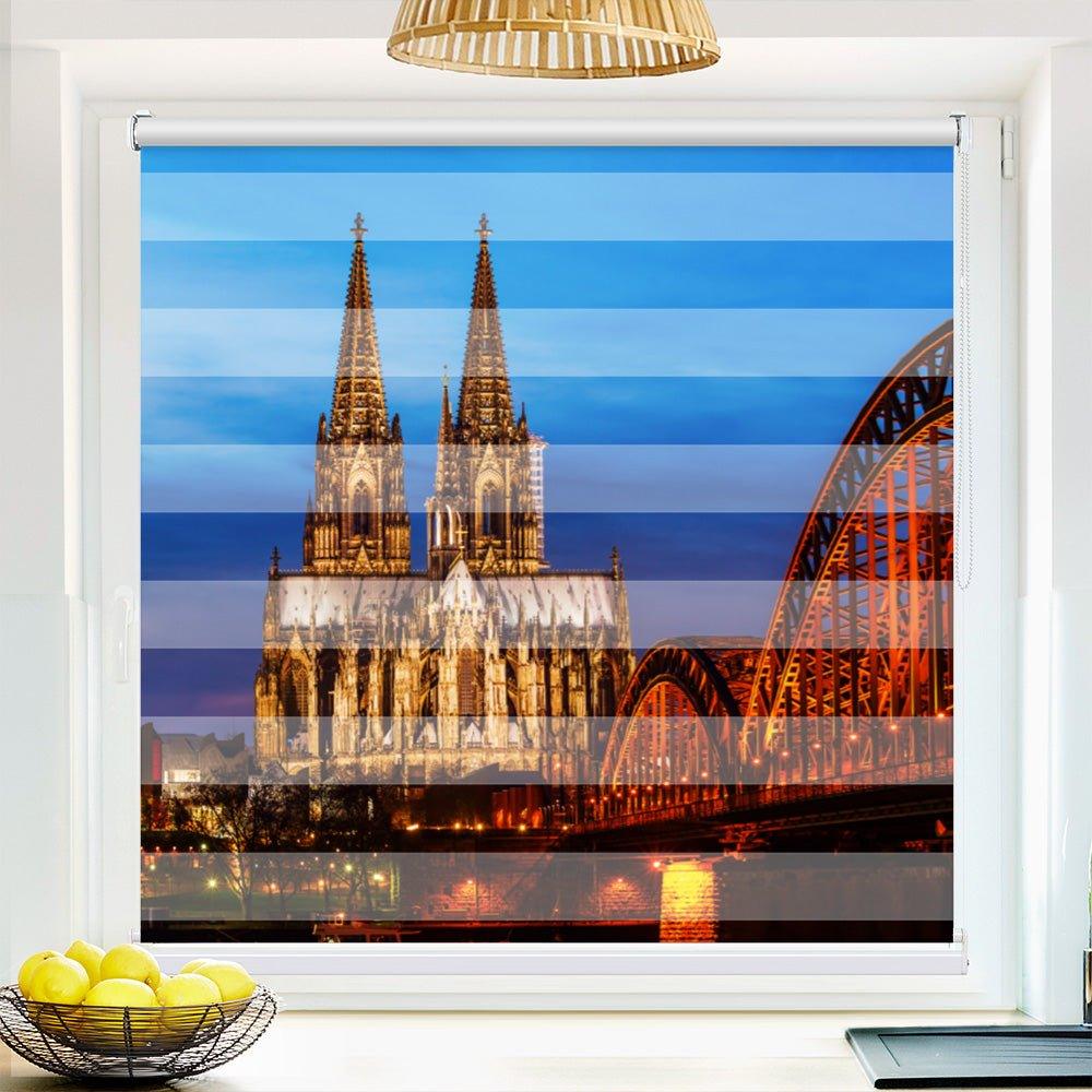 Klemm Doppelrollo "Koeln Dom" - ohne Bohren - Klemmfix - bis 150 cm Breite - Duo Rollo Fotodruck - La-Melle