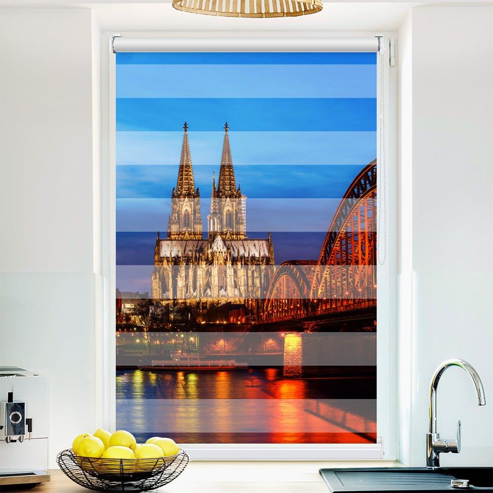 Klemm Doppelrollo "Koeln Dom" - ohne Bohren - Klemmfix - bis 150 cm Breite - Duo Rollo Fotodruck - La-Melle