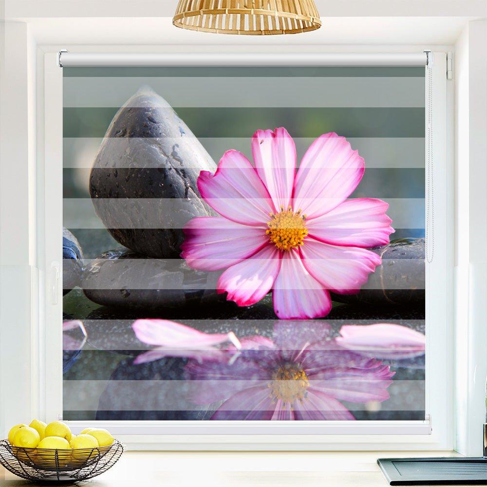 Klemm Doppelrollo "Kosme Steine Wasser" - ohne Bohren - Klemmfix - bis 150 cm Breite - Duo Rollo Fotodruck - La-Melle