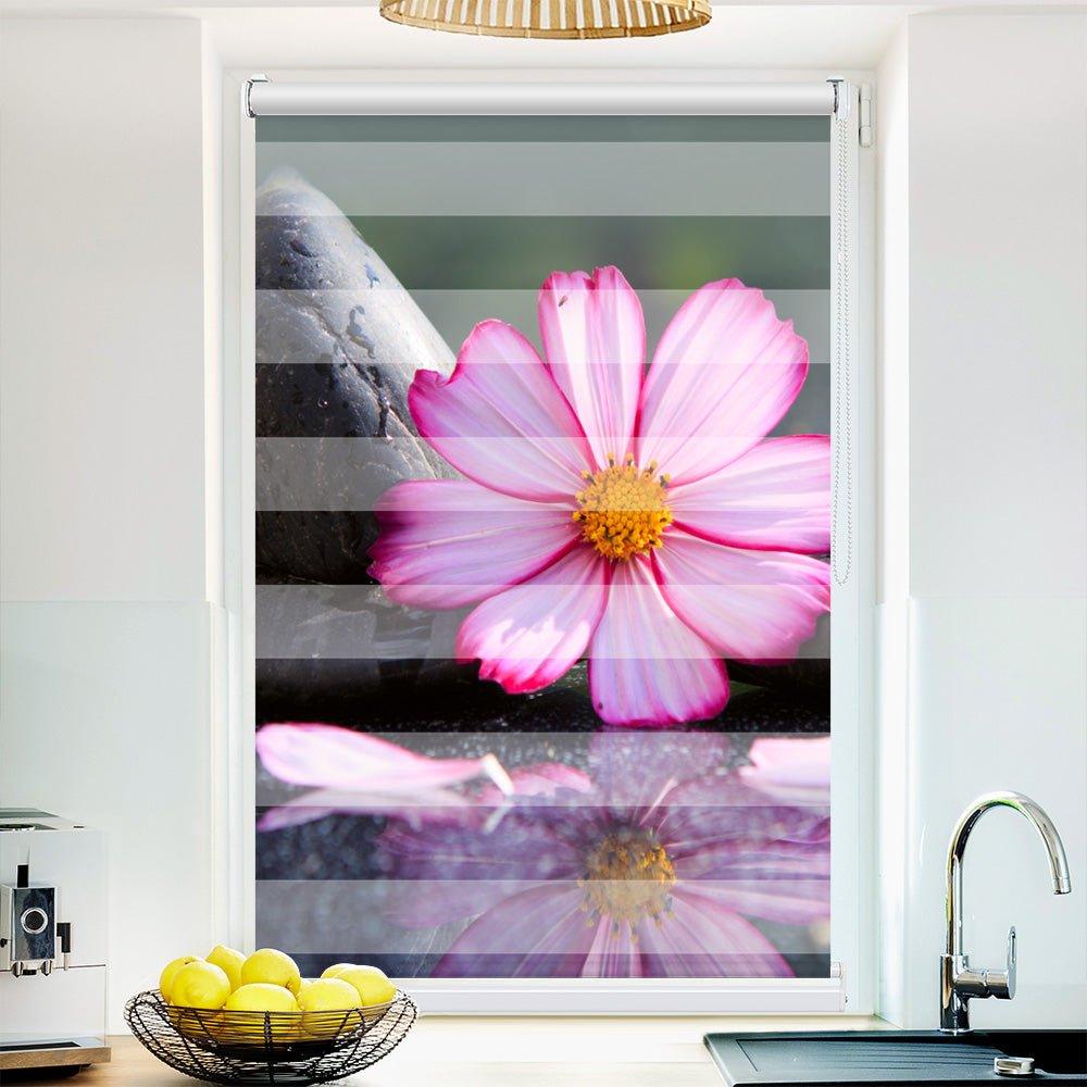 Klemm Doppelrollo "Kosme Steine Wasser" - ohne Bohren - Klemmfix - bis 150 cm Breite - Duo Rollo Fotodruck - La-Melle