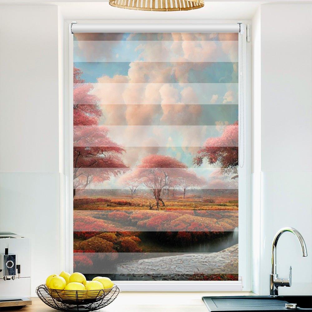 Klemm Doppelrollo "Landschaft romantisch" - ohne Bohren - Klemmfix - bis 150 cm Breite - Duo Rollo Fotodruck - La-Melle