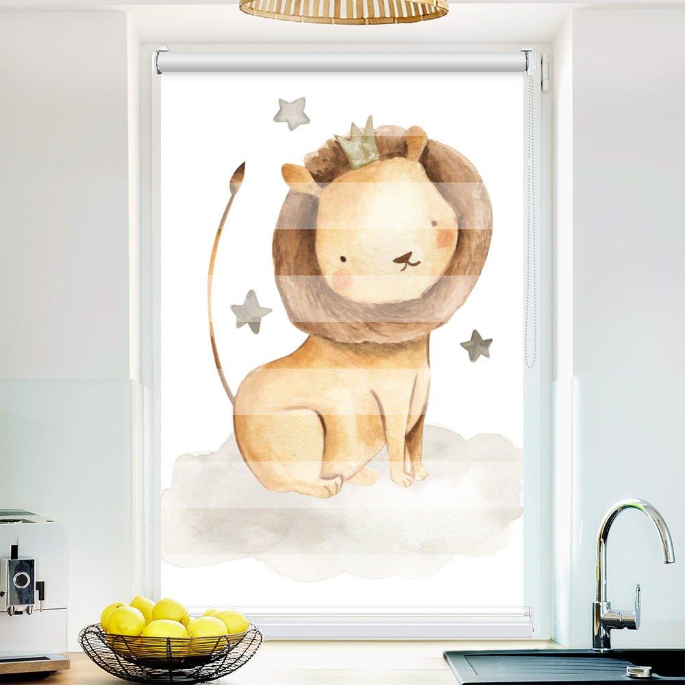 Klemm Doppelrollo "König Löwe" - ohne Bohren - Klemmfix - bis 150 cm Breite - Duo Rollo Fotodruck - La-Melle