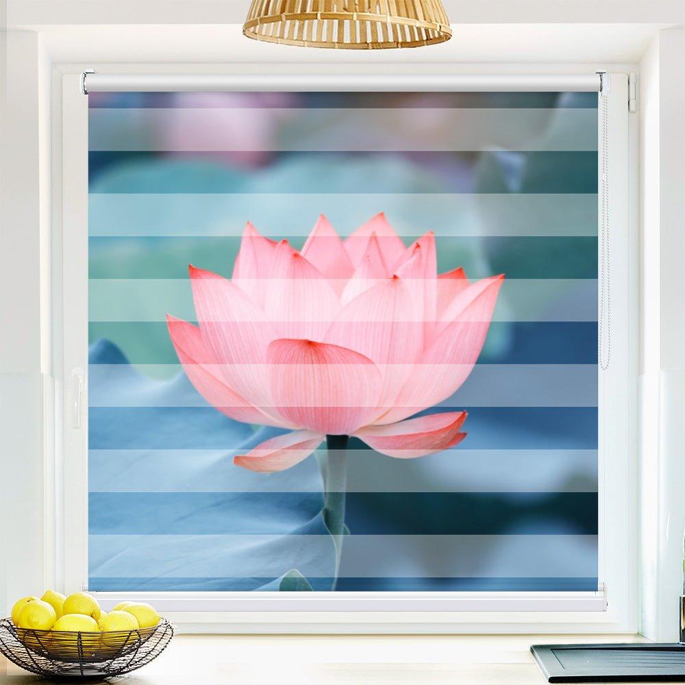 Klemm Doppelrollo "Lotusblume See" - ohne Bohren - Klemmfix - bis 150 cm Breite - Duo Rollo Fotodruck - La-Melle