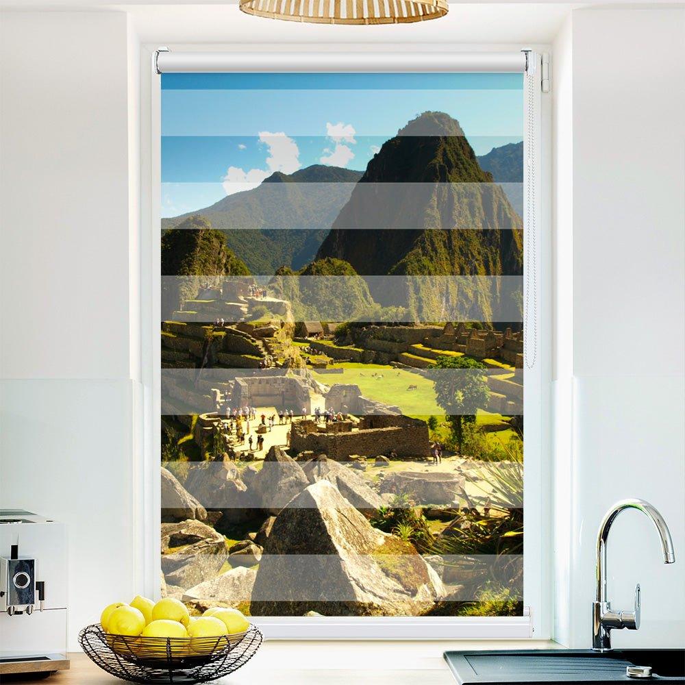 Klemm Doppelrollo "Machu Picchu" - ohne Bohren - Klemmfix - bis 150 cm Breite - Duo Rollo Fotodruck - La-Melle