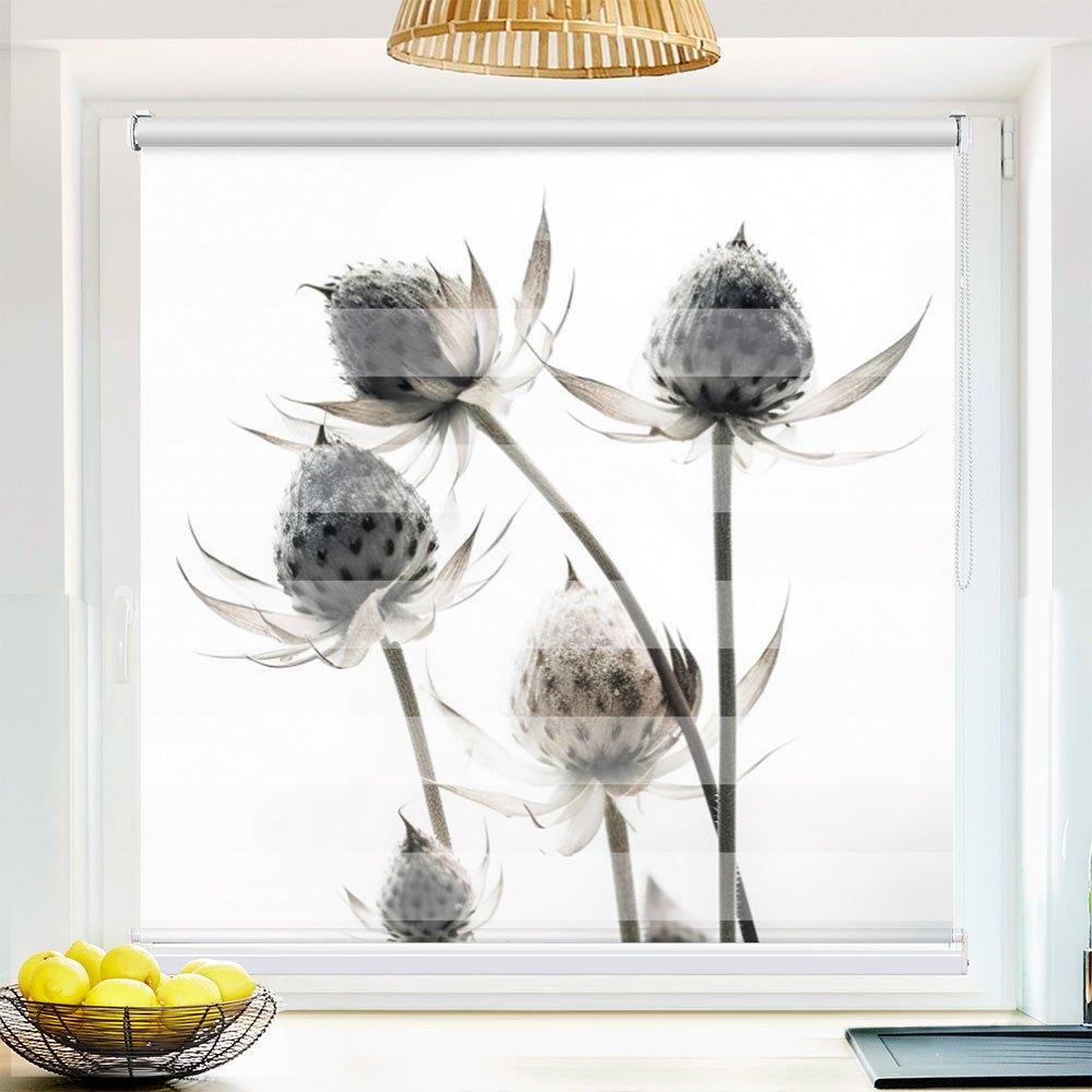 Klemmfix-Doppelrollo Motiv "Trockenblume"