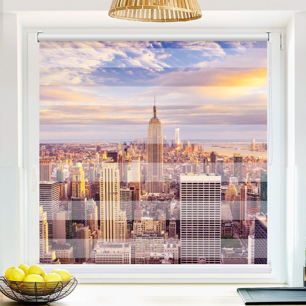 Klemm Doppelrollo "Manhatten Building" - ohne Bohren - Klemmfix - bis 150 cm Breite - Duo Rollo Fotodruck - La-Melle