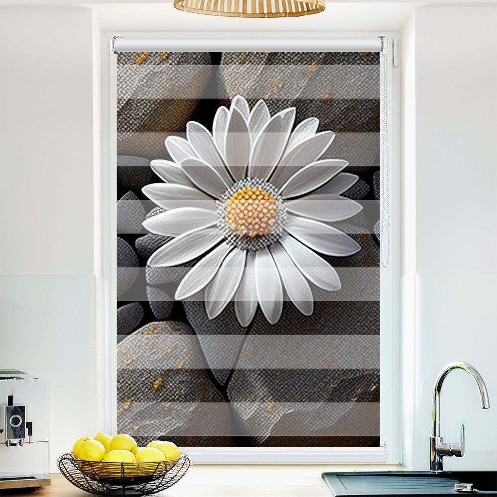 Klemm Doppelrollo "Margariten " - ohne Bohren - Klemmfix - bis 150 cm Breite - Duo Rollo Fotodruck - La-Melle