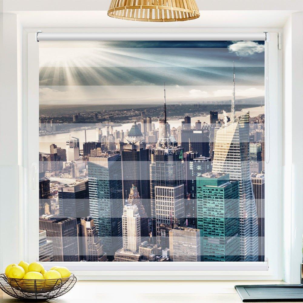 Klemm Doppelrollo "New Manhatten" - ohne Bohren - Klemmfix - bis 150 cm Breite - Duo Rollo Fotodruck - La-Melle