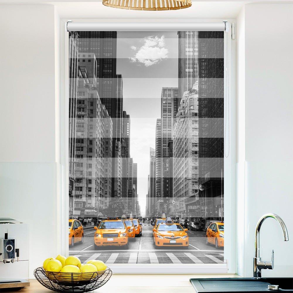 Klemm Doppelrollo "New Avenue" - ohne Bohren - Klemmfix - bis 150 cm Breite - Duo Rollo Fotodruck - La-Melle