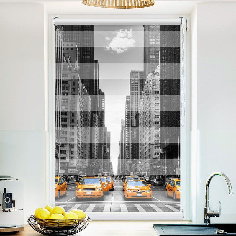 Klemm Doppelrollo "New Avenue" - ohne Bohren - Klemmfix - bis 150 cm Breite - Duo Rollo Fotodruck - La-Melle