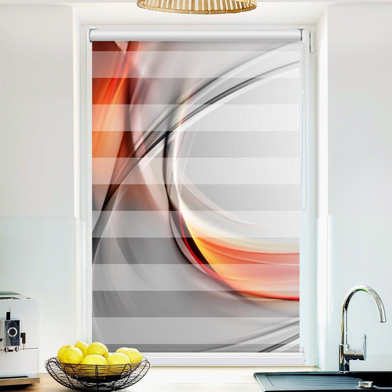Klemm Doppelrollo "Abstrakt orange grau" - ohne Bohren - Klemmfix - bis 150 cm Breite - Duo Rollo Fotodruck - La-Melle