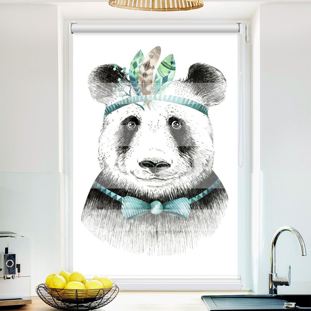 Klemm Doppelrollo "Panda comic" - ohne Bohren - Klemmfix - bis 150 cm Breite - Duo Rollo Fotodruck - La-Melle