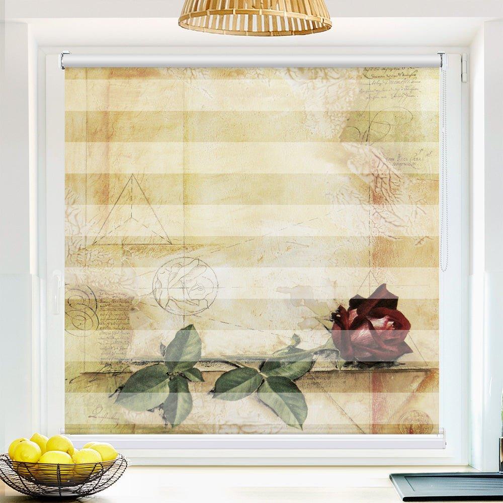 Klemm Doppelrollo "Pergament Rose" - ohne Bohren - Klemmfix - bis 150 cm Breite - Duo Rollo Fotodruck - La-Melle