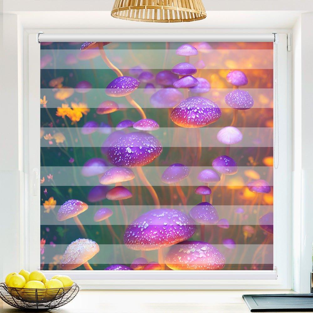 Klemm Doppelrollo "Pilze Blumen abstrakt" - ohne Bohren - Klemmfix - bis 150 cm Breite - Duo Rollo Fotodruck - La-Melle