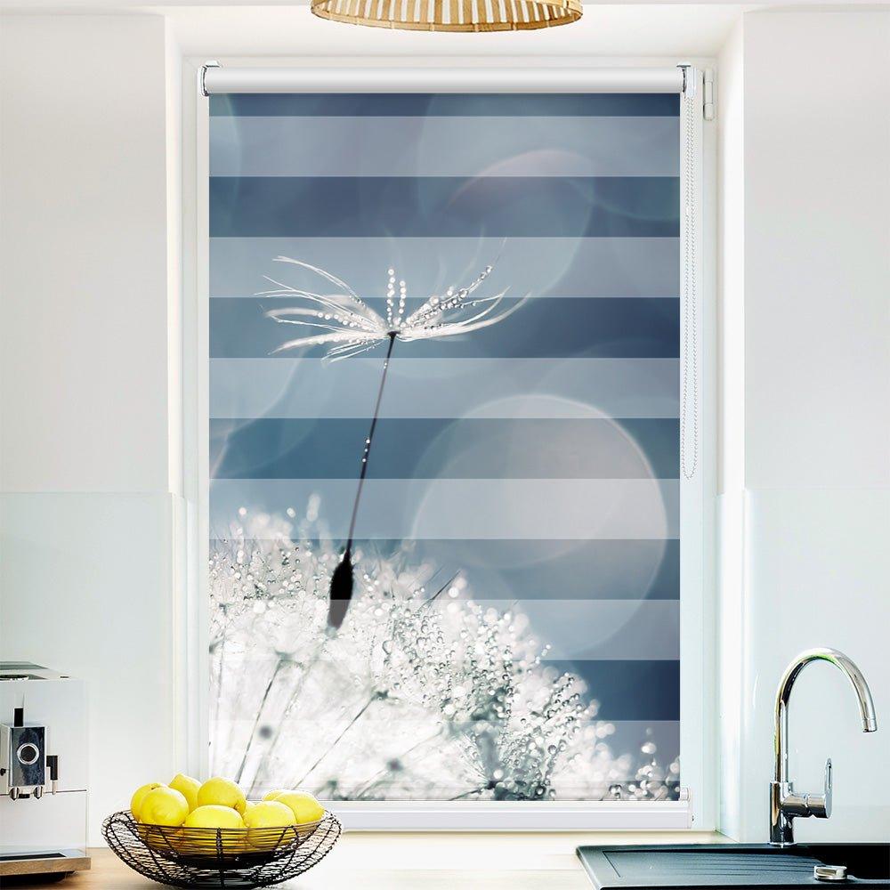 Klemm Doppelrollo "Pusteblume Wassertropfen" - ohne Bohren - Klemmfix - bis 150 cm Breite - Duo Rollo Fotodruck - La-Melle