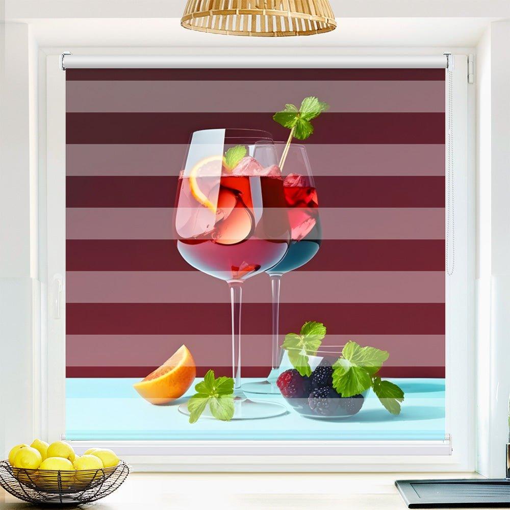 Klemm Doppelrollo "Sangria Cocktail" - ohne Bohren - Klemmfix - bis 150 cm Breite - Duo Rollo Fotodruck - La-Melle