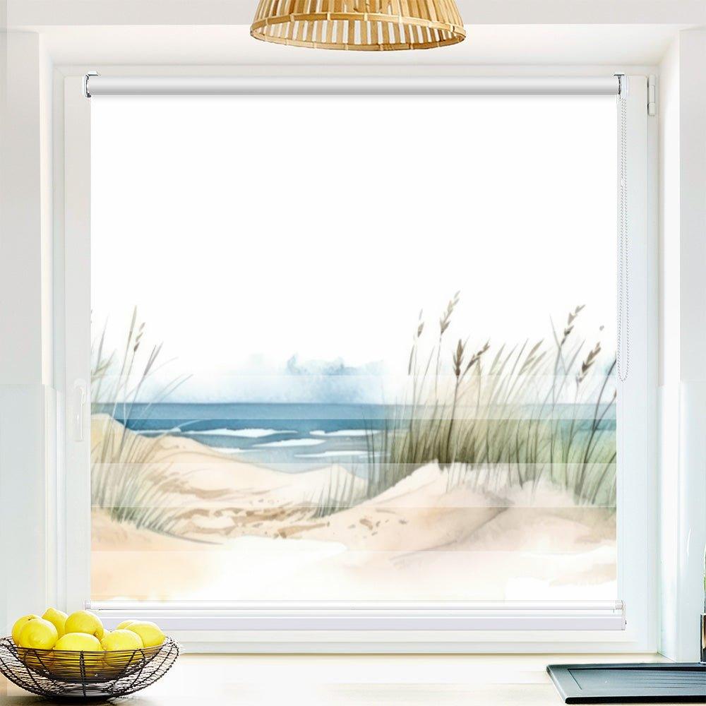 Klemmfix Doppelrollo Motiv "Strand Seegras Aquarell"