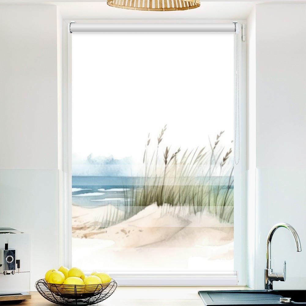 Klemmfix Doppelrollo Motiv "Strand Seegras Aquarell"
