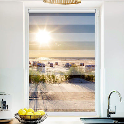 Klemmfix Doppelrollo Motiv Strandkorb Nordsee