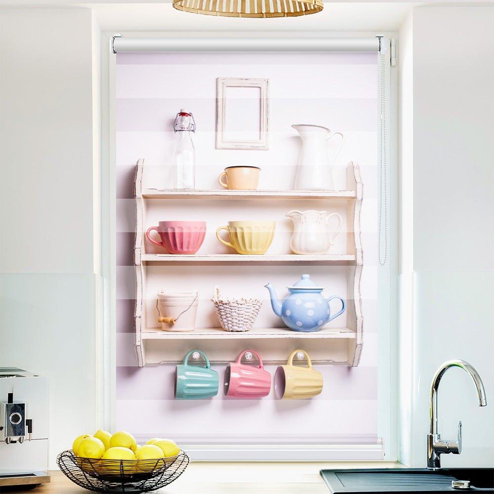 Klemmfix Doppelrollo Motiv "Teekanne Regal"