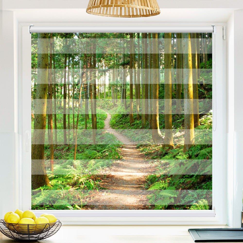 Klemmfix-Doppelrollo Motiv "Waldweg Fruehling Wald Pfad"