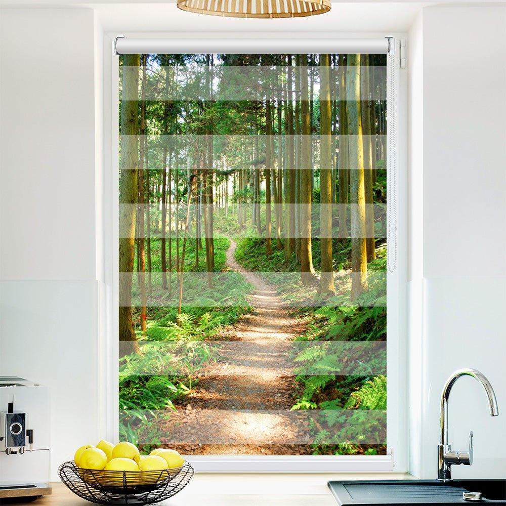 Klemmfix-Doppelrollo Motiv "Waldweg Fruehling Wald Pfad"