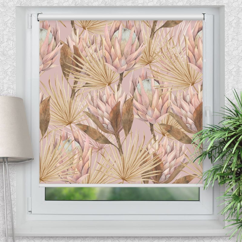 Rollo Motiv 'Palmenblaetter Wasserfarben' - ohne bohren - Klemmrollo bis 150 cm Breite - Klemmfix mit Fotodruck - blickdicht - La-Melle