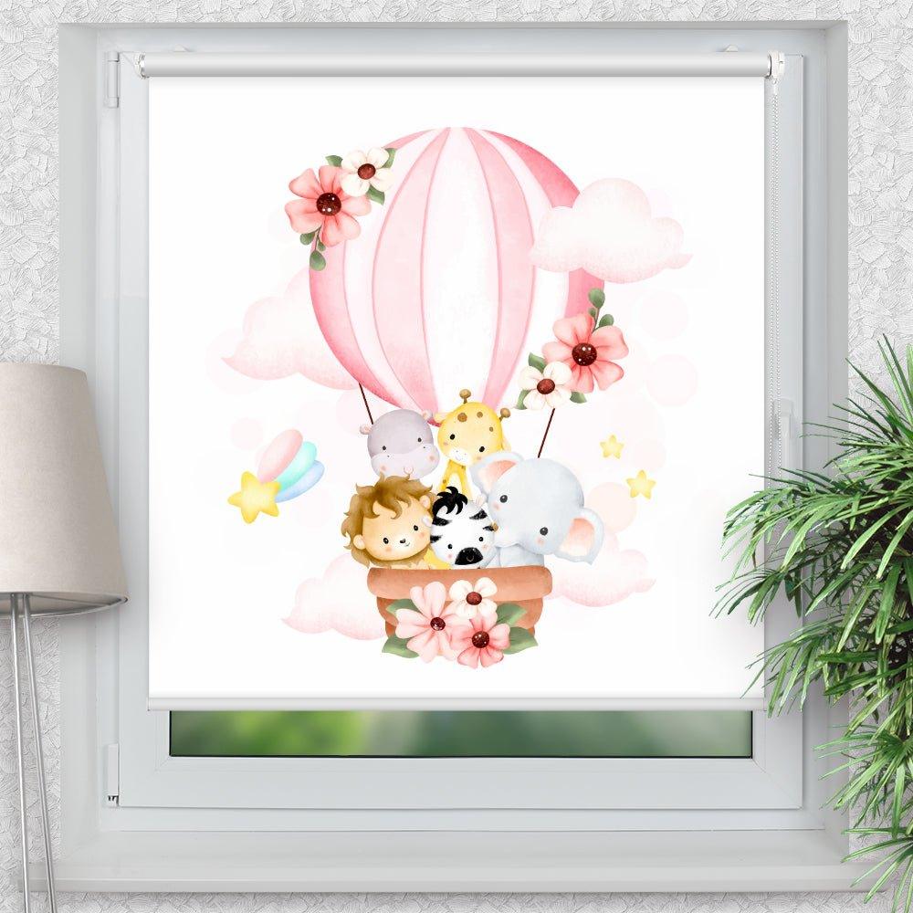 Rollo Motiv "Afrika Tiere Heissluftballon" - ohne bohren - Klemmrollo bis 150 cm Breite - Klemmfix mit Fotodruck - blickdicht - La-Melle