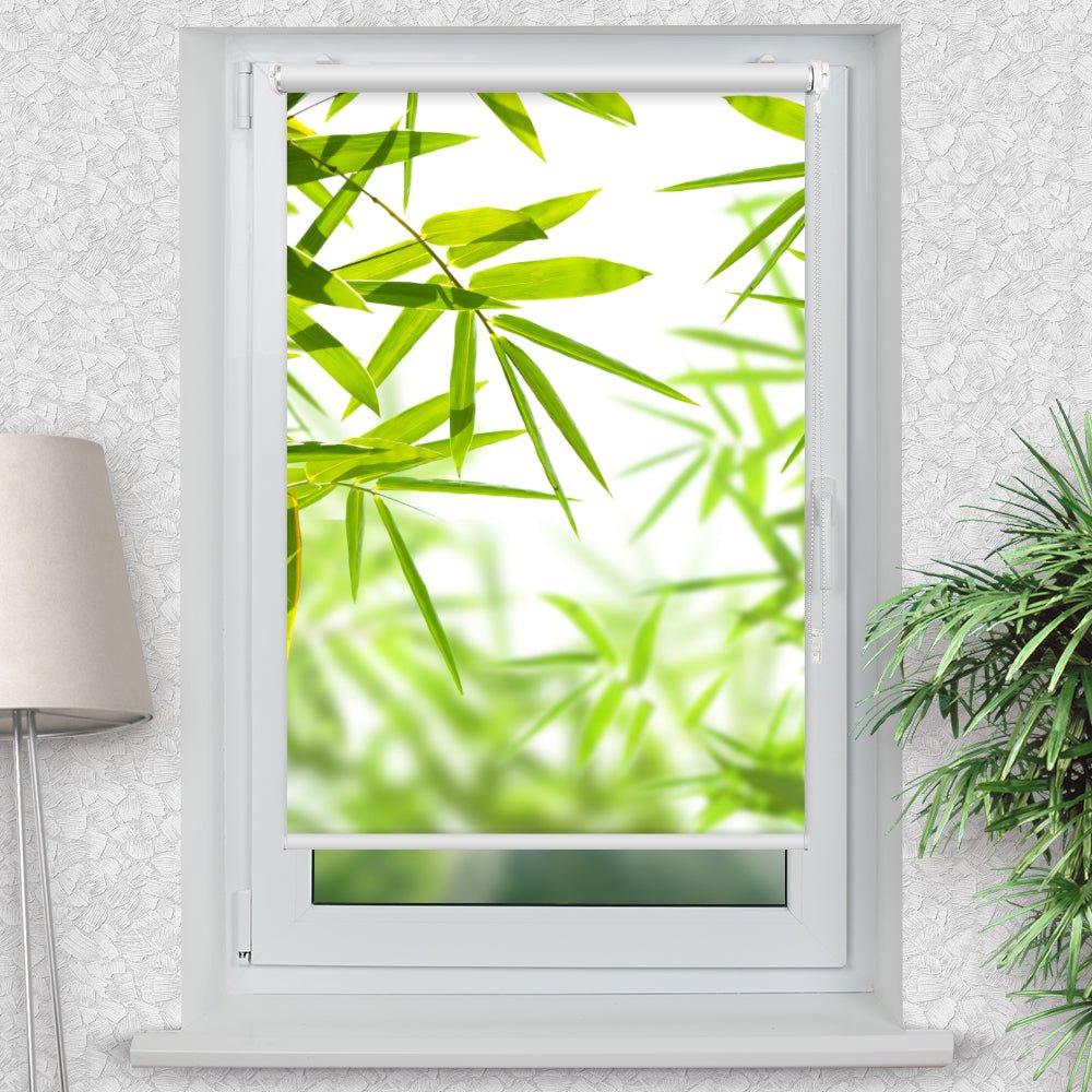 Rollo Motiv "Bambusblätter " - ohne bohren - Klemmrollo bis 150 cm Breite - Klemmfix mit Fotodruck - blickdicht - La-Melle