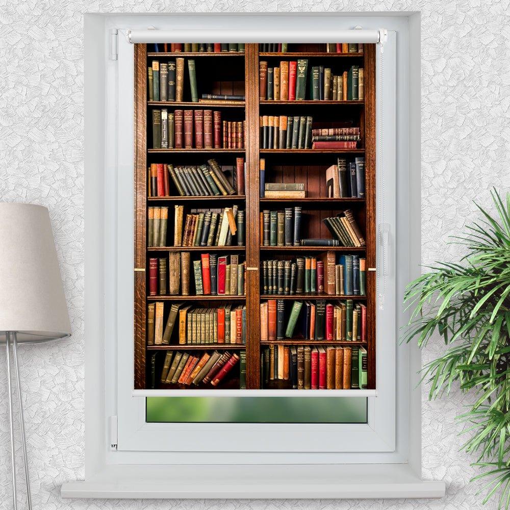 Rollo Motiv "Bücherregal vintage" - ohne bohren - Klemmrollo bis 150 cm Breite - Klemmfix mit Fotodruck - blickdicht - La-Melle