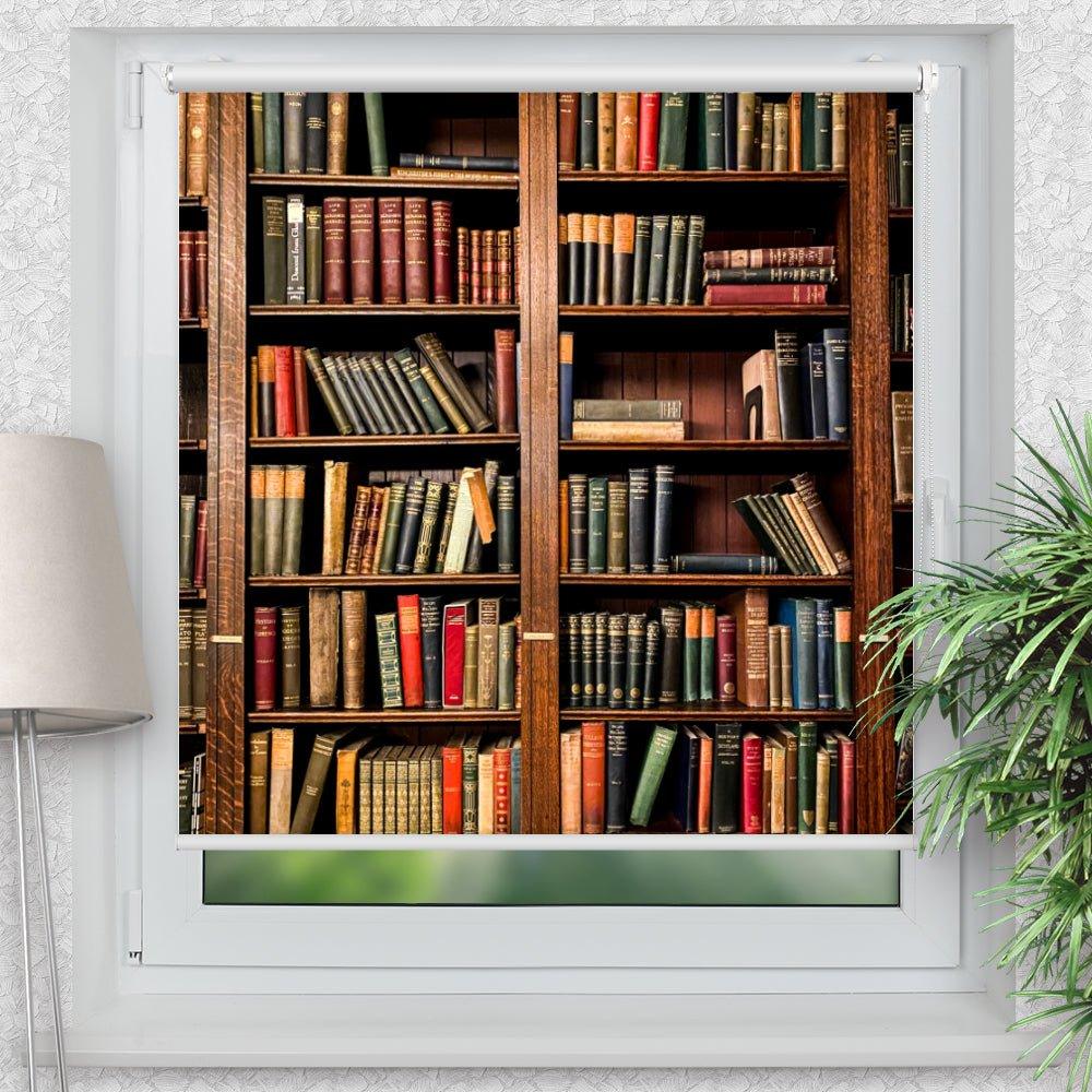 Rollo Motiv "Bücherregal vintage" - ohne bohren - Klemmrollo bis 150 cm Breite - Klemmfix mit Fotodruck - blickdicht - La-Melle