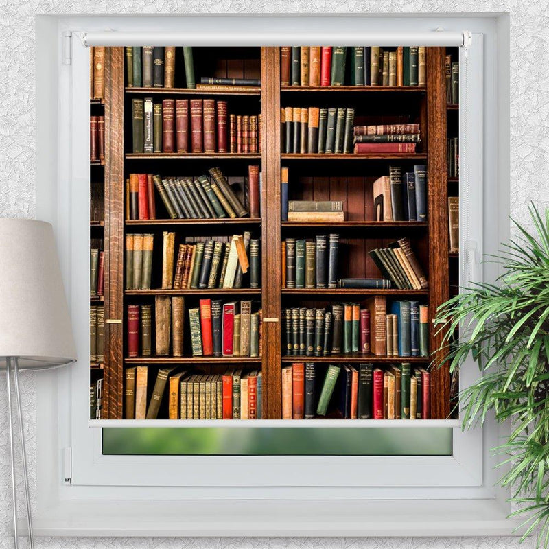 Rollo Motiv "Bücherregal vintage" - ohne bohren - Klemmrollo bis 150 cm Breite - Klemmfix mit Fotodruck - blickdicht - La-Melle