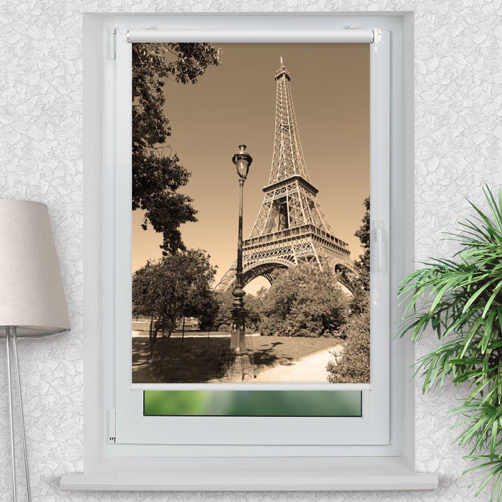 Rollo Motiv "Eifelturm Sepia" - ohne bohren - Klemmrollo bis 150 cm Breite - Klemmfix mit Fotodruck - blickdicht - La-Melle