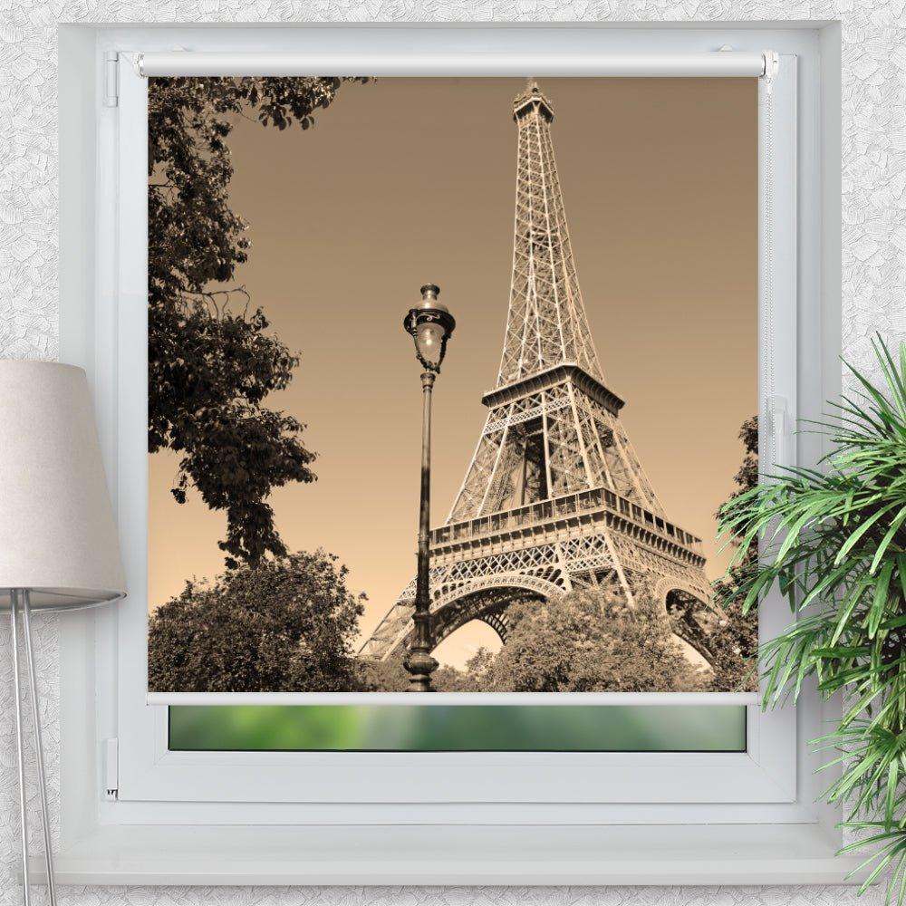 Rollo Motiv "Eifelturm Sepia" - ohne bohren - Klemmrollo bis 150 cm Breite - Klemmfix mit Fotodruck - blickdicht - La-Melle