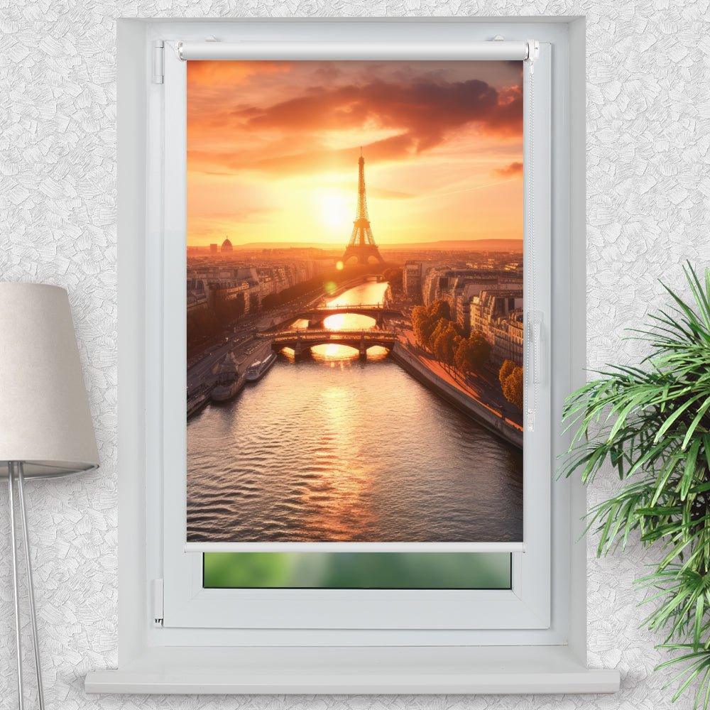 Rollo Motiv "Eifelturm Seine" - ohne bohren - Klemmrollo bis 150 cm Breite - Klemmfix mit Fotodruck - blickdicht - La-Melle