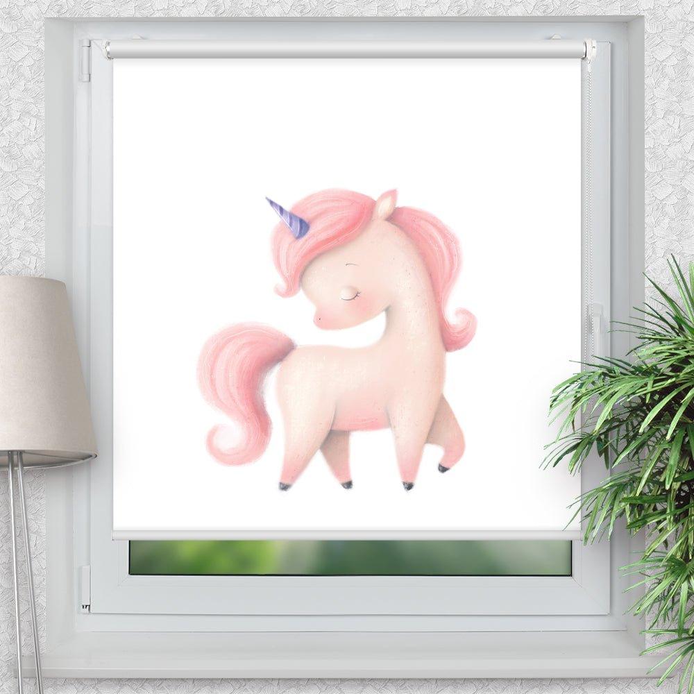 Rollo Motiv "Einhorn rosa" - ohne bohren - Klemmrollo bis 150 cm Breite - Klemmfix mit Fotodruck - blickdicht - La-Melle