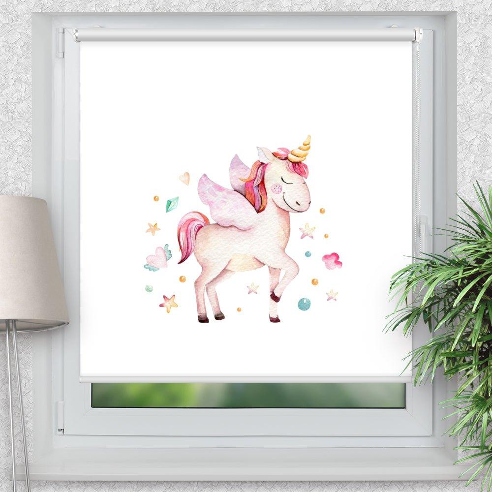 Rollo Motiv "Einhorn Fabelwesen" - ohne bohren - Klemmrollo bis 150 cm Breite - Klemmfix mit Fotodruck - blickdicht - La-Melle