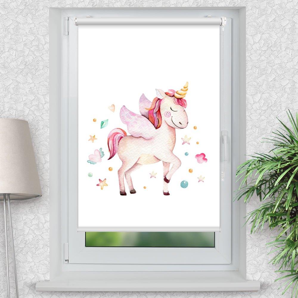 Rollo Motiv "Einhorn Fabelwesen" - ohne bohren - Klemmrollo bis 150 cm Breite - Klemmfix mit Fotodruck - blickdicht - La-Melle