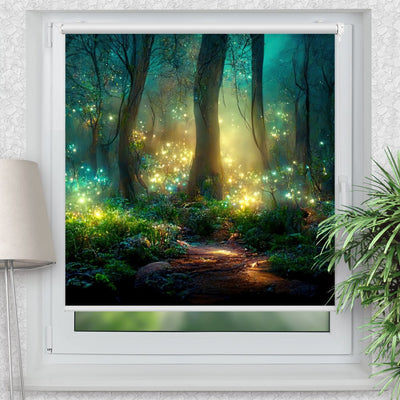 Rollo Motiv Fantasie Maerchen Wald - ohne bohren - Klemmrollo bis 150 cm Breite - Klemmfix mit Fotodruck - blickdicht - La-Melle