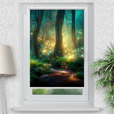 Rollo Motiv Fantasie Maerchen Wald - ohne bohren - Klemmrollo bis 150 cm Breite - Klemmfix mit Fotodruck - blickdicht - La-Melle