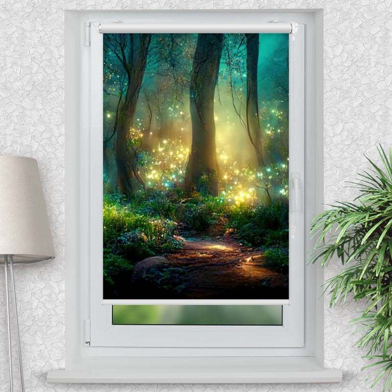 Rollo Motiv "Fantasie Maerchen Wald" - ohne bohren - Klemmrollo bis 150 cm Breite - Klemmfix mit Fotodruck - blickdicht - La-Melle