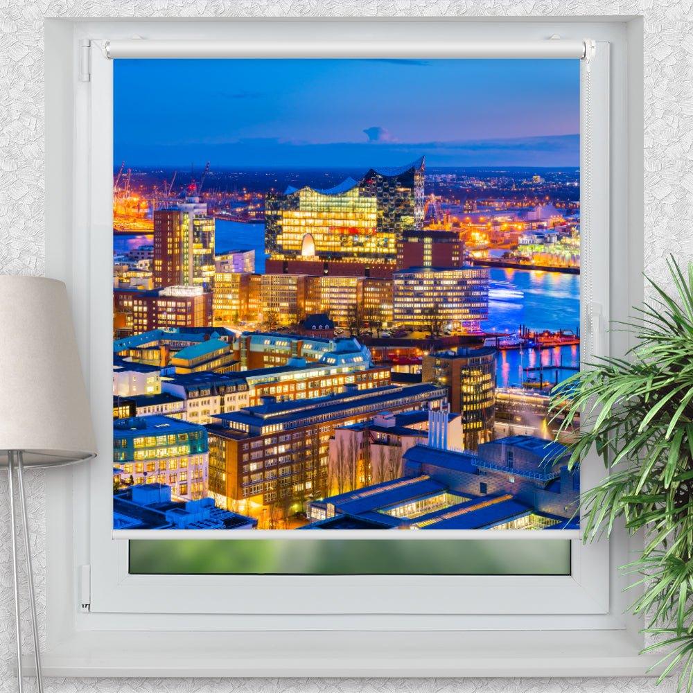 Rollo Motiv "Hamburg Skyline" - ohne bohren - Klemmrollo bis 150 cm Breite - Klemmfix mit Fotodruck - blickdicht - La-Melle