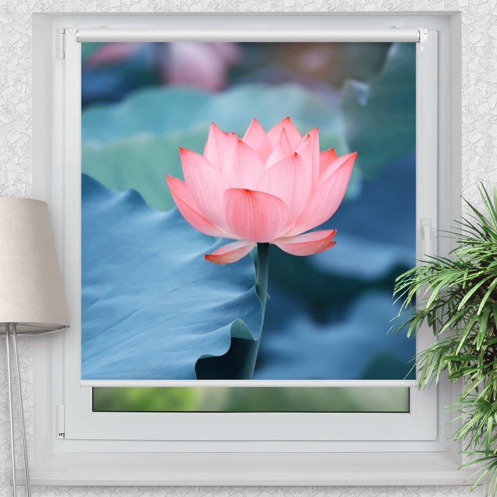 Rollo Motiv "Lotusblume See" - ohne bohren - Klemmrollo bis 150 cm Breite - Klemmfix mit Fotodruck - blickdicht - La-Melle