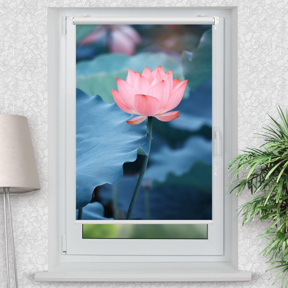 Rollo Motiv "Lotusblume See" - ohne bohren - Klemmrollo bis 150 cm Breite - Klemmfix mit Fotodruck - blickdicht - La-Melle