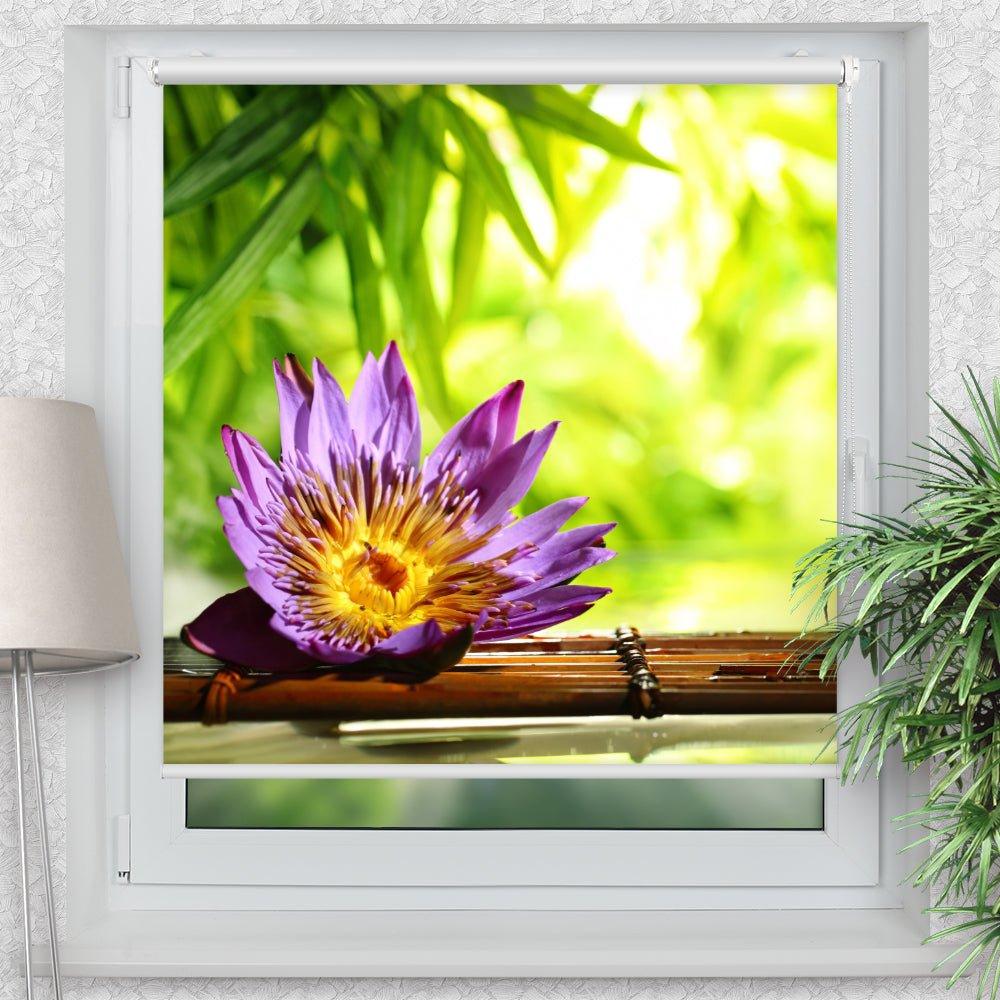 Rollo Motiv "Lotus Wasser Bambus" - ohne bohren - Klemmrollo bis 150 cm Breite - Klemmfix mit Fotodruck - blickdicht - La-Melle