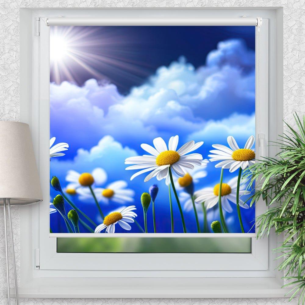 Rollo Motiv "Margariten Sonne" - ohne bohren - Klemmrollo bis 150 cm Breite - Klemmfix mit Fotodruck - blickdicht - La-Melle